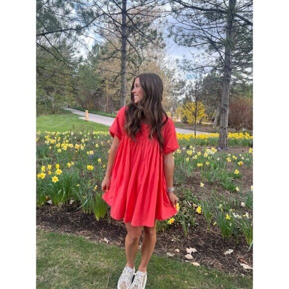 FREE PEOPLE Catalina Mixed Media Minidress in Radiant Watermelon Size X-Small - Picture 2 of 16